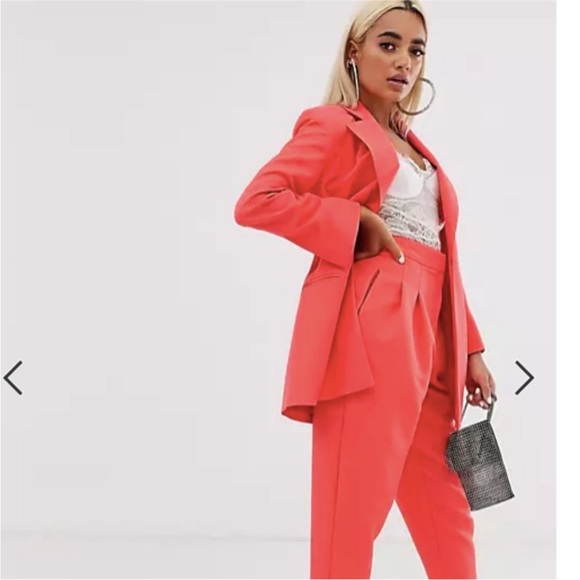 ASOS Coral Strong Shoulder Blazer Jacket size 2. Like new! - Picture 5 of 8